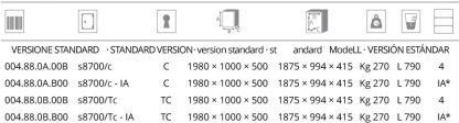 Armadi blindati componibili S8700/TCIA misure