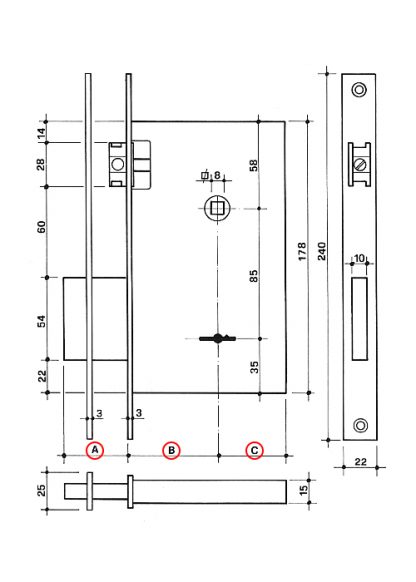 Serratura di sicurezza 1017 misure