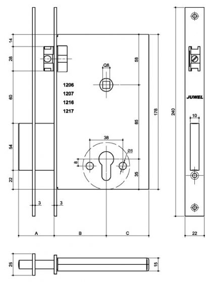 Serratura di sicurezza 1206 misure