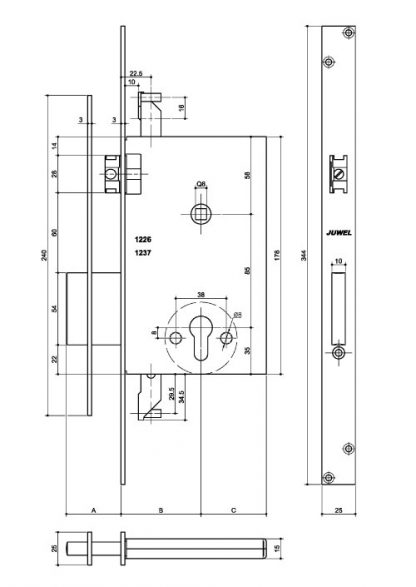 Serratura di sicurezza 1226 misure